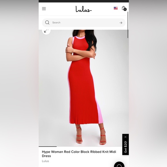 Lulu’s knit midi dress- red & pink- size small - Picture 7 of 8